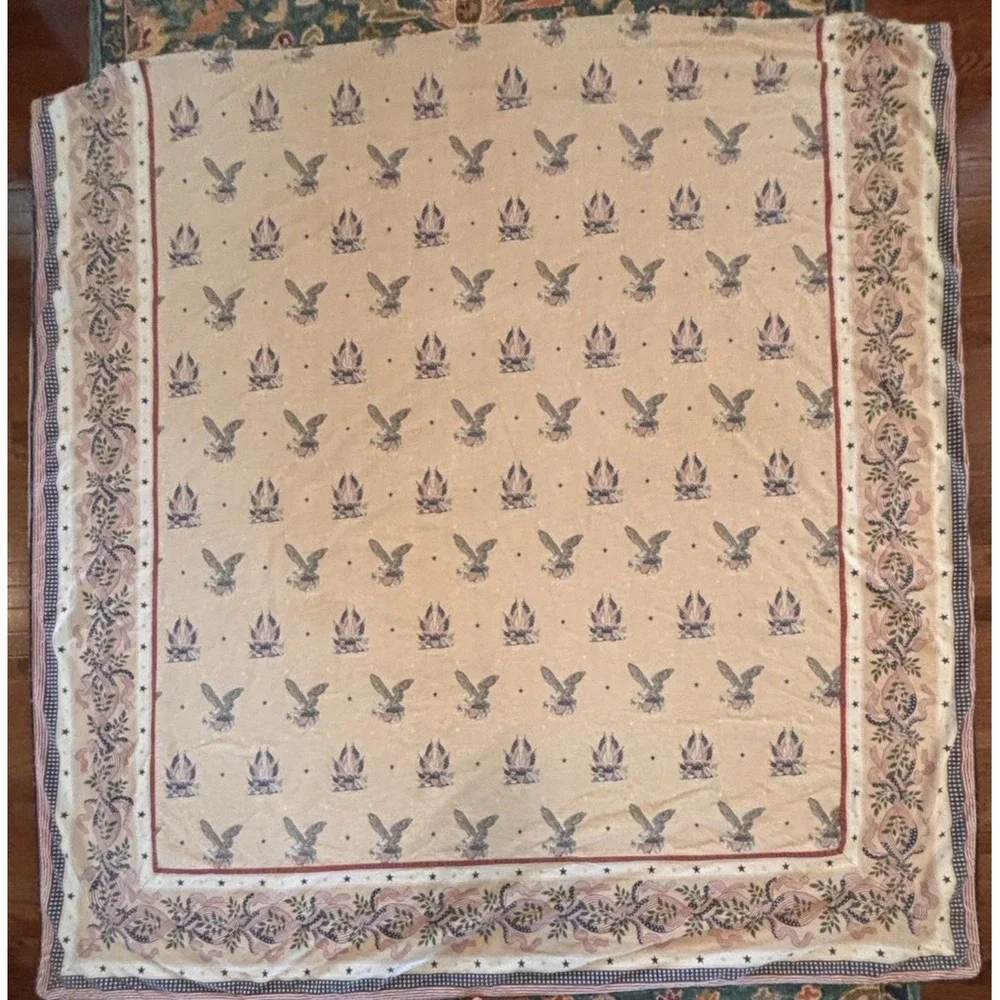 Vintage Tommy Hilfiger Red White Blue Tan Duvet Cover 86x86 Full Queen Americana